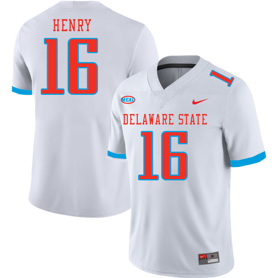 Men-Youth #16 C.J. Henry Delaware State Hornets 2023 College Football Jerseys Stitched-White